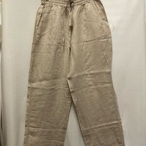 Men's /Women’s Relaxed Linen Blend Pants in Beige